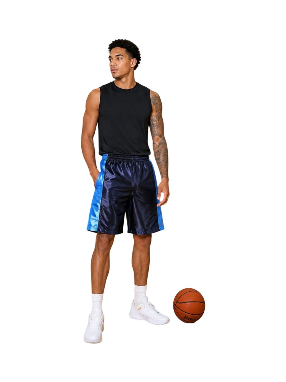 Nike Men's Black and Royal Blue Athletic Basketball Shorts